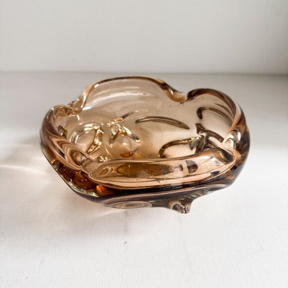 Vintage MCM Chalet Glass Light Brown Champagne Ashtray - Picture 3 of 12